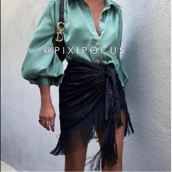 ZARA Fringe Printed Wrap Skirt Sarong